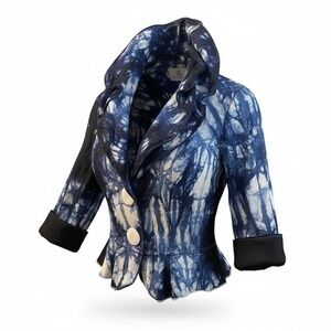 Design Todays‎ Ladies Blue White Wired Ruffled Fashion Jacket - Size XL